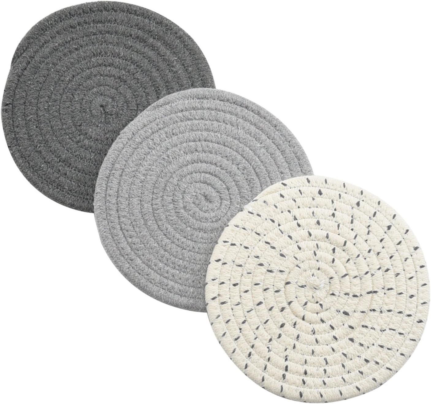 Potholders Set Trivets Set 100% Pure Cotton Thread Weave Hot Pot Holders Set (Set of 3)